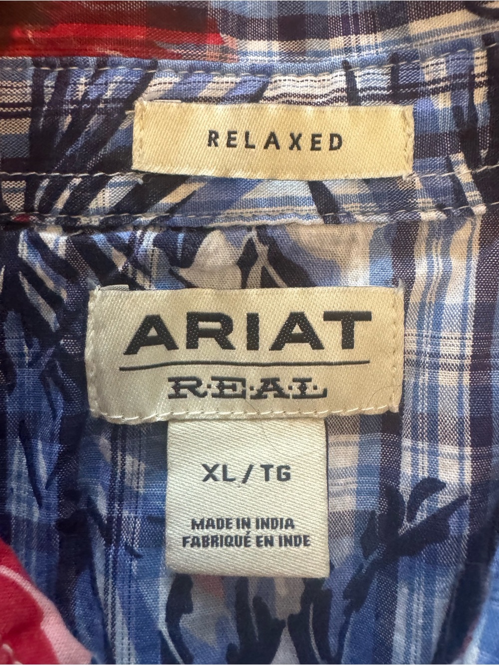 Ariat Real Women’s XL Relaxed Sleeveless Western Shirt Floral Plaid Button Front - Picture 3 of 9